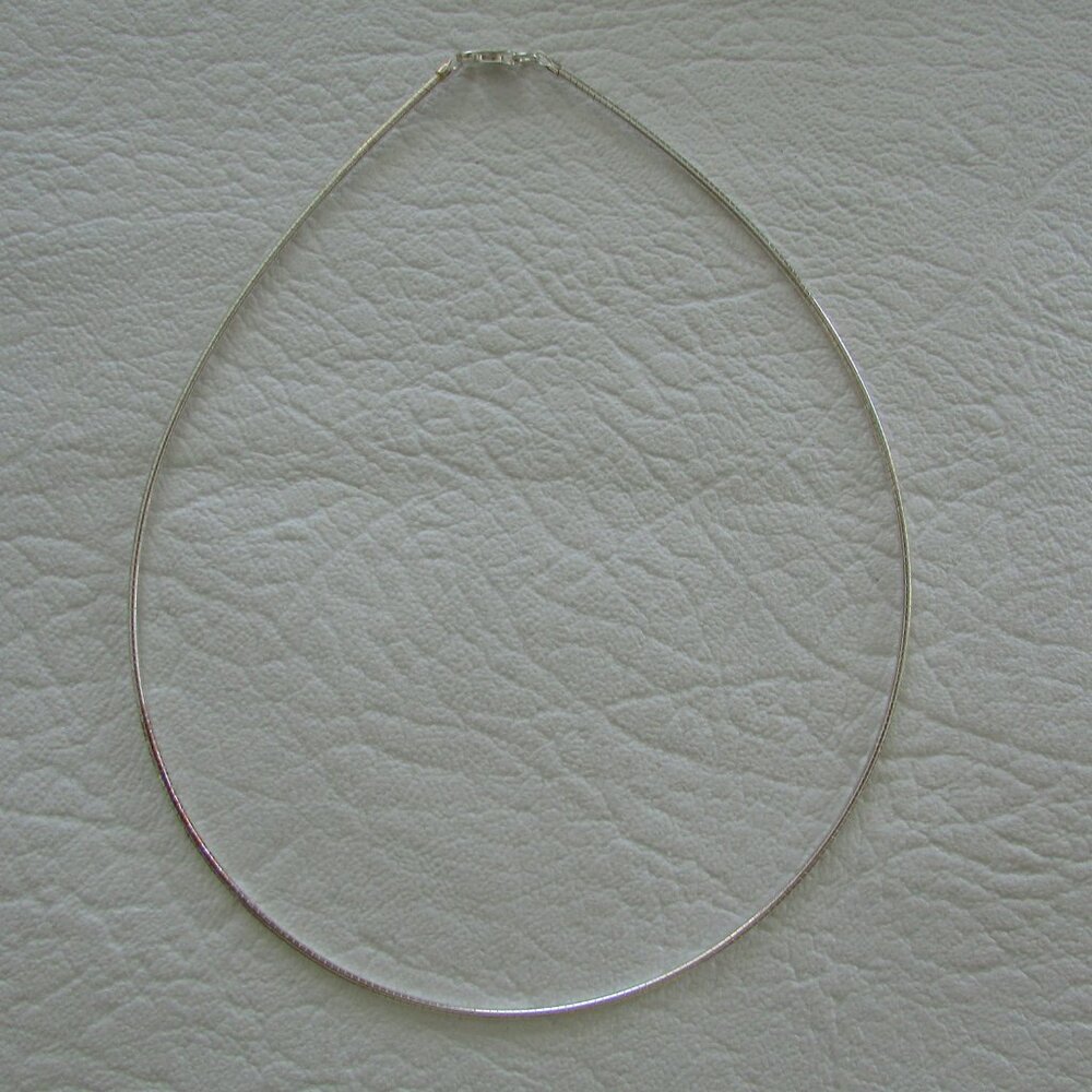 Italian 925 Sterling Silver Round Omega Chain Choker - 16" - NEW